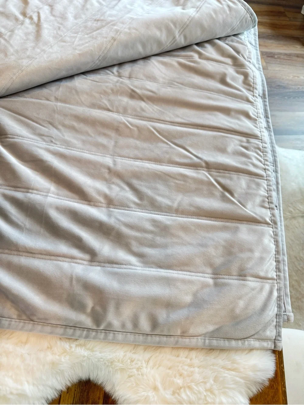 Tahari Home Silver Grey Velvet Channel Queen Coverlet Blanket
